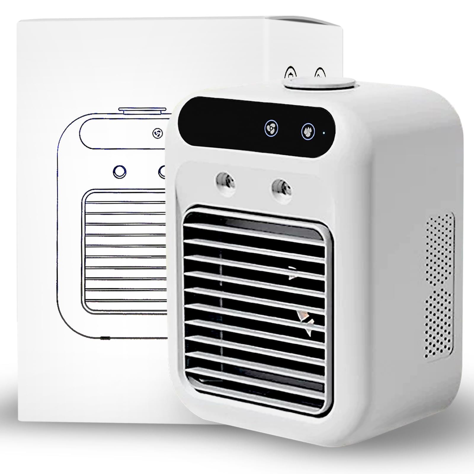 Portable Air Conditioner, 25W Rechargeable Personal Mini Ac Fan With Dual Spray & 2 Speed Settings, Small Evaporative Air Condit