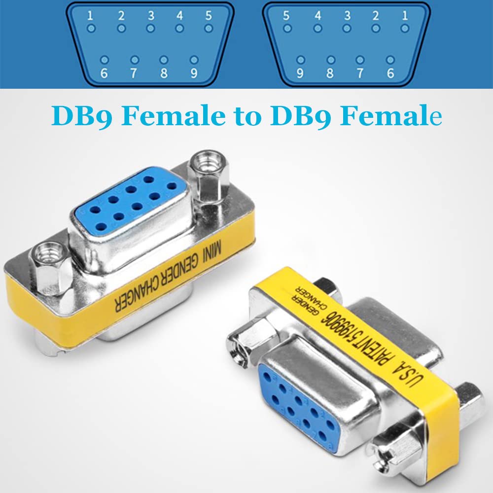 Warmstor 6 Pack 9Pin Rs232 Serial Cable Db9 Female To Female Mini Gender Changer Adapter Coupler Connector