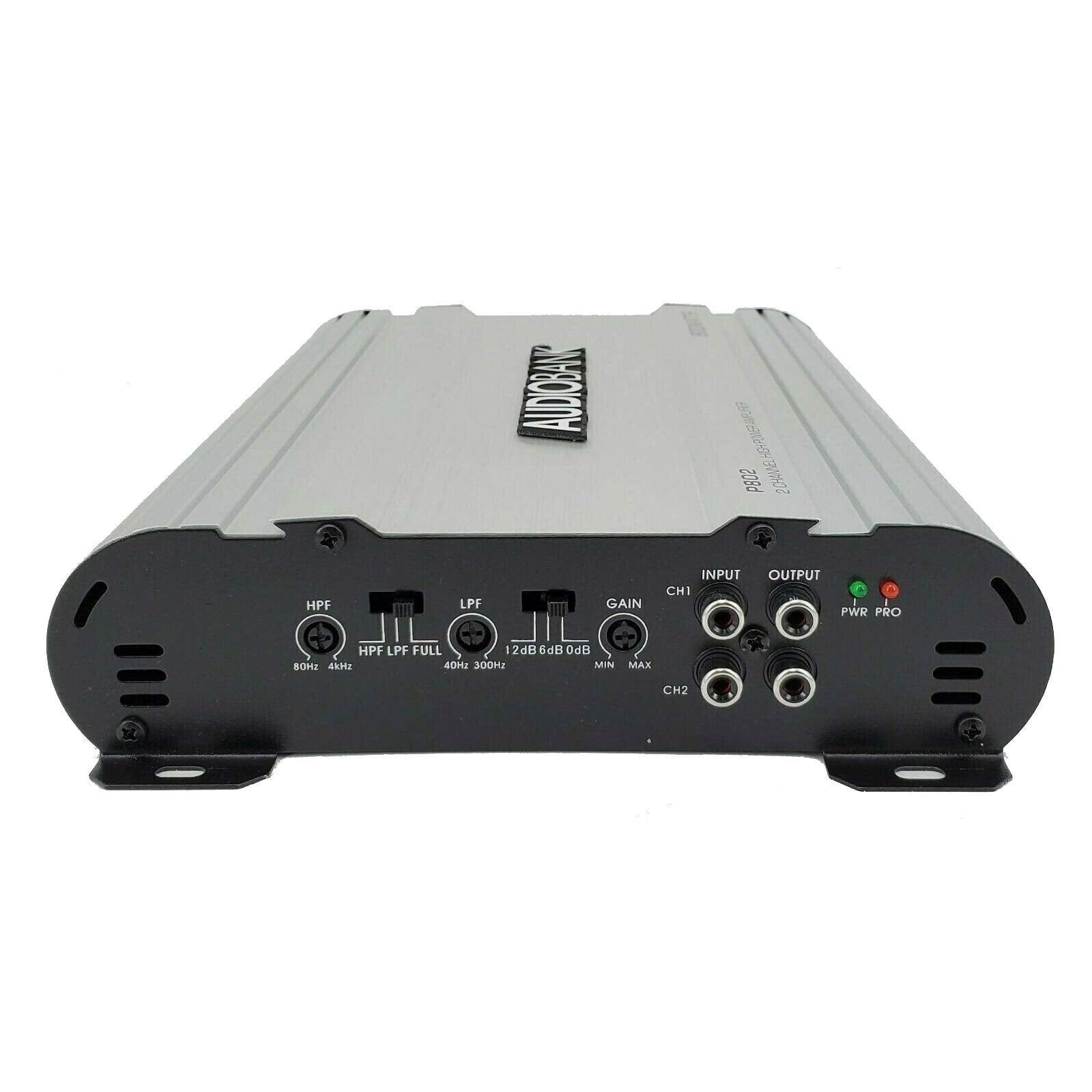 Audiobank 2 Channels 800 Watts Bridgedable Car Audio Stereo Amplifier P802 Heavy Duty Aluminum Alloy Heatsink | Class A B Operat