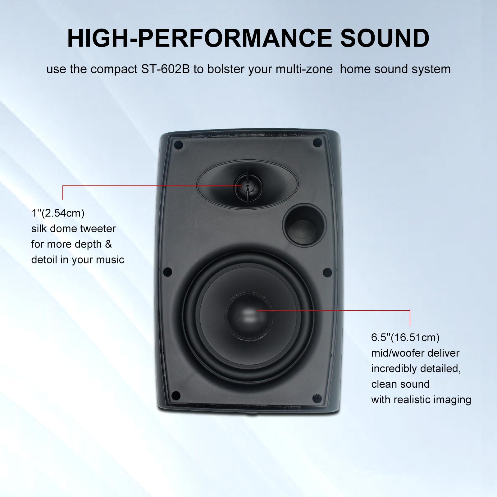 Studiofinix 6.5 Inch 400W Outdoor Speakers Wired Waterproof Passive With Powerful Bass, Wall Mount Speakers For Patio Garden Poo