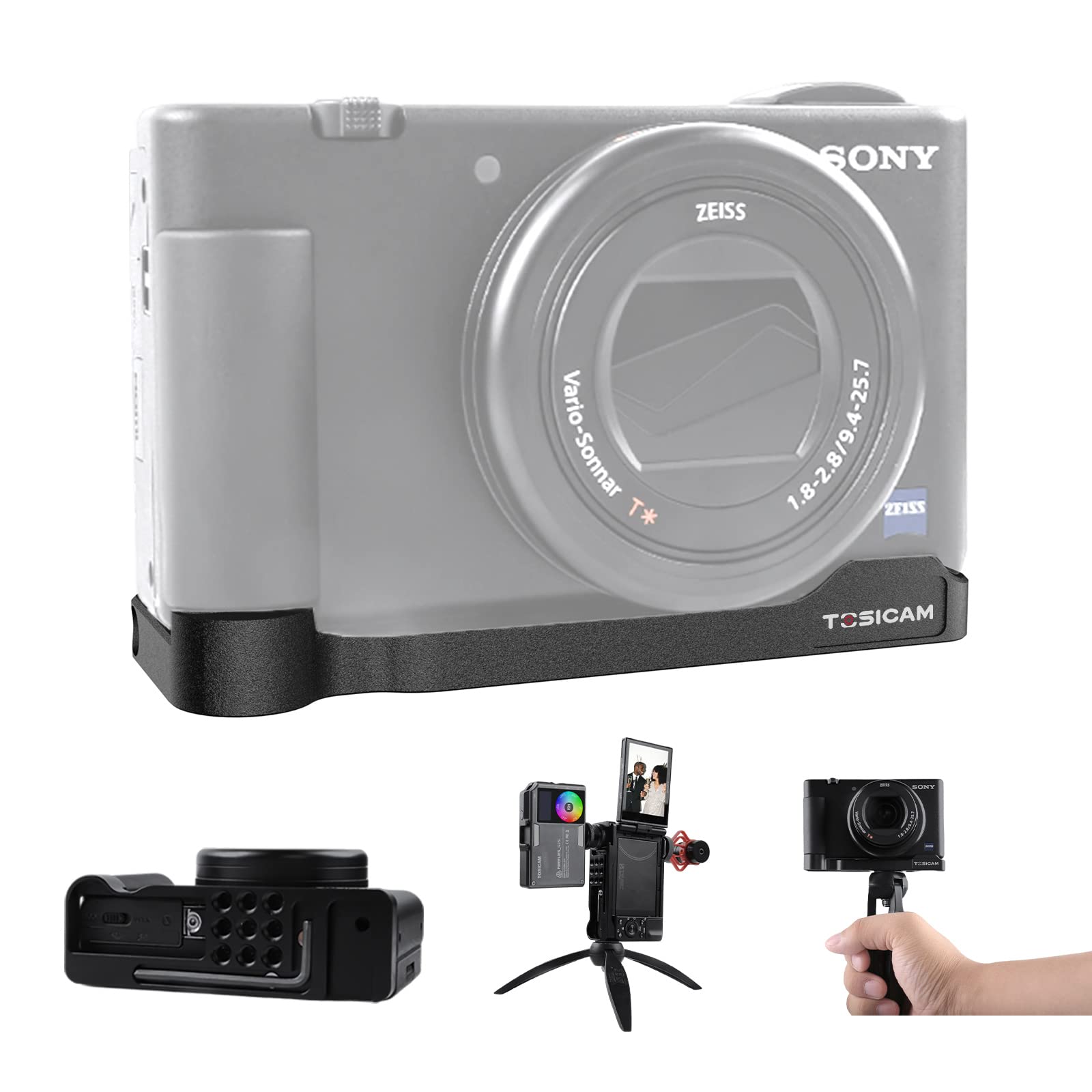 Tosicam Zv1 Camera Base Mount Bracket For Sony Zv1 Compact Camera Cold Shoe Mount Microphone/Light Extension,Support Vertical Video Youtube Vlog Accessories
