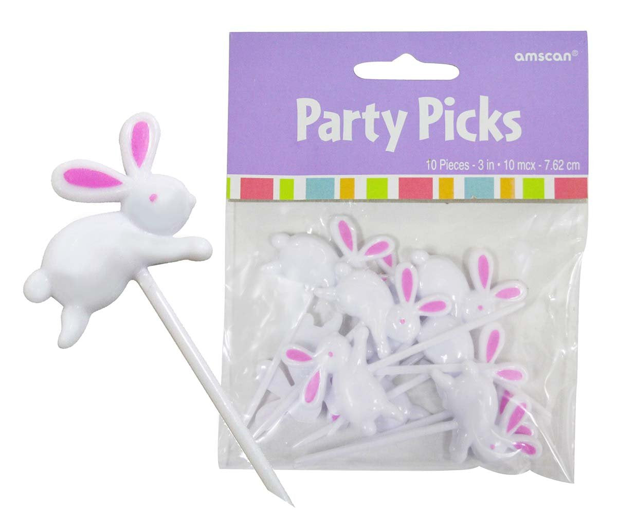 Amscam Bunny Easter Picks, 10 Per Package, 3'', Multicolor