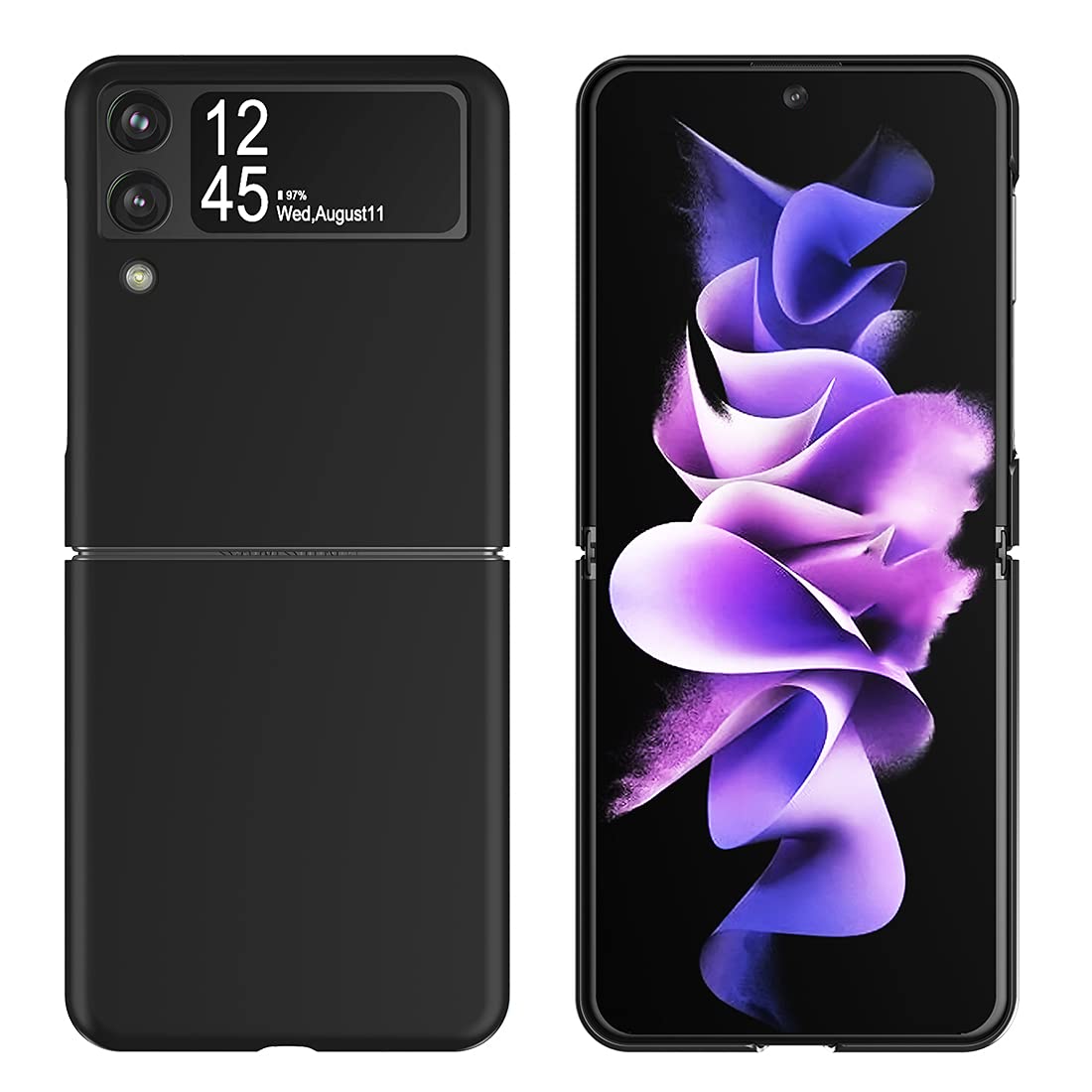 Cresee Case For Samsung Galaxy Z Flip 3 5G 2021, Slim Fit Matte Pc Cover Phone Case For Galaxy Z Flip3   Black