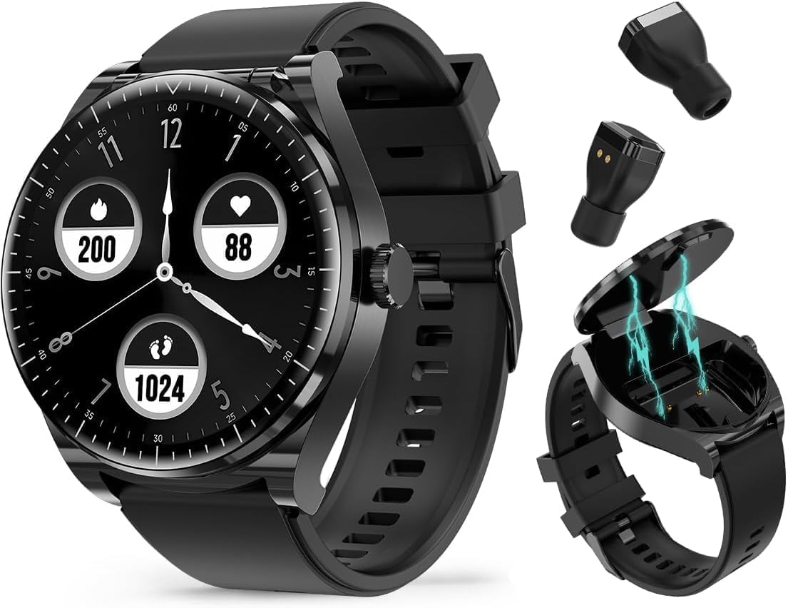W@nyou Smart Watch with Earbuds,2 in 1 Watch with Earbuds for Android iOS Can Receive Calls Messages Sleep Tracker Calorie Count