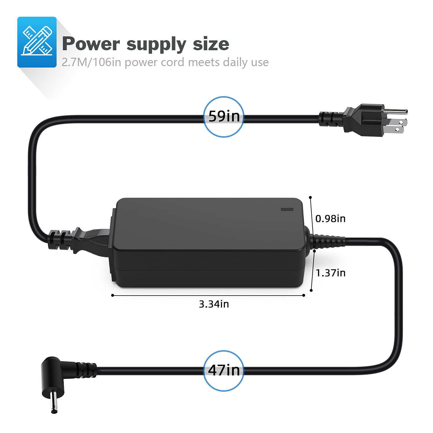 40W 12V 3.33A Ac Adapter Laptop Charger For Samsung 11.6' Chromebook 2 3 303C 500C 503C Xe500C12, 503C Xe503C12, Xe503C32, Xe500C13 Xe303C12, Xe303C12 A01 Aa Pa3N40W Power Supply Cord Plug