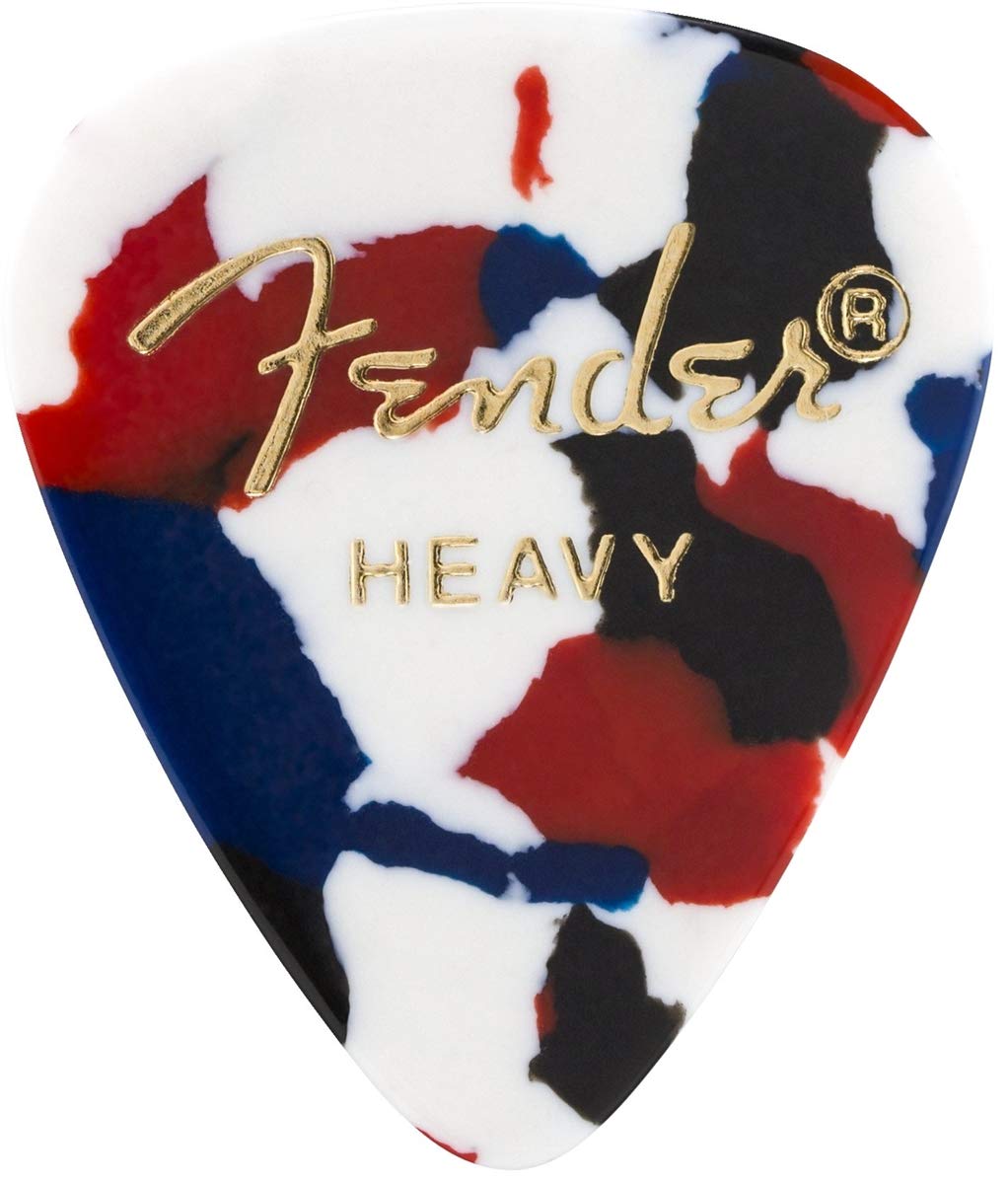 Fender Classic Celluloid Guitar Picks 351 Shape, Guitar Accessories, Confetti, Heavy, 12 Pack
