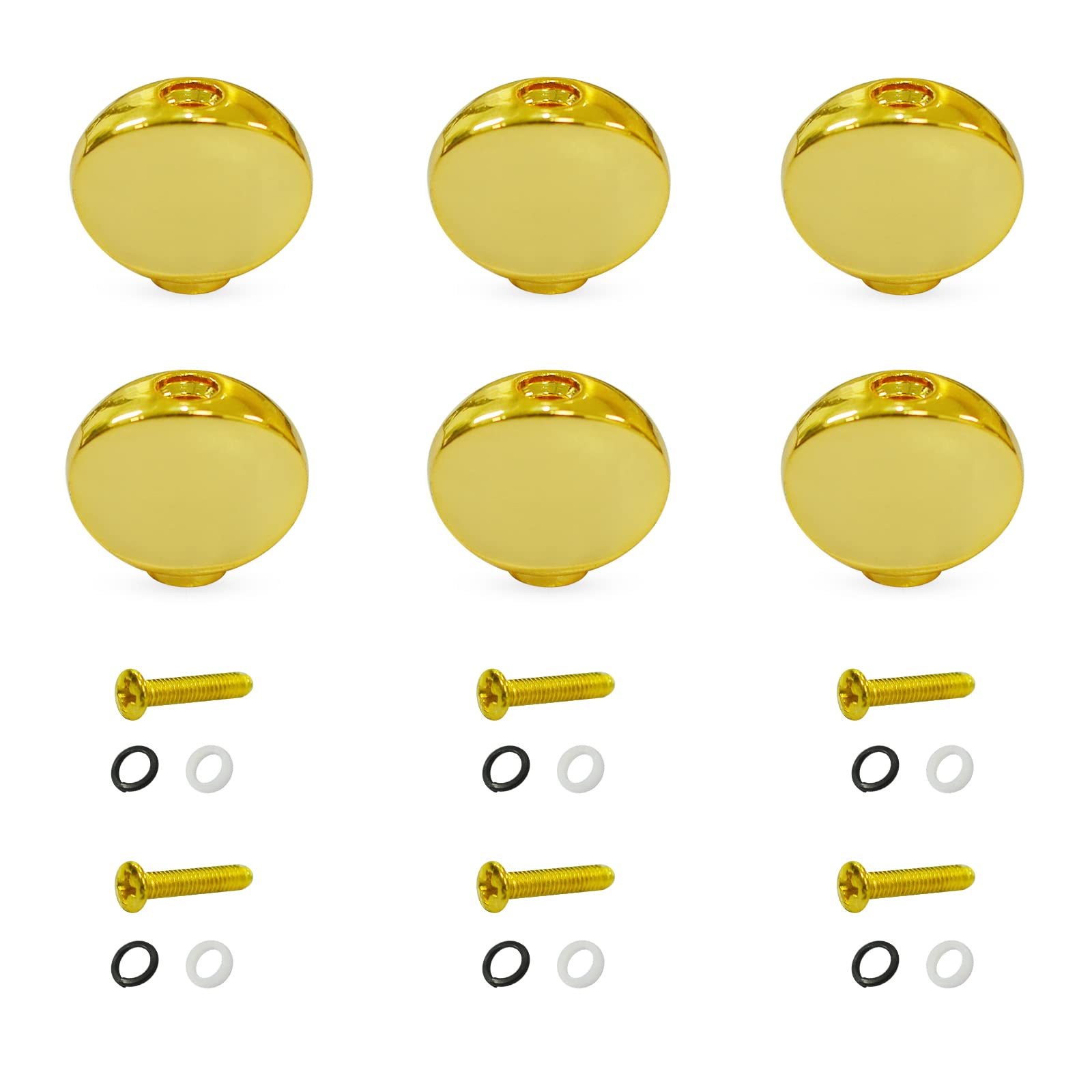Maxcheer 6Pcs Small Oval Metal Guitar Tuning Pegs Keys Tuners Machine Heads Replacement Buttons Knobs Handle (Gold)