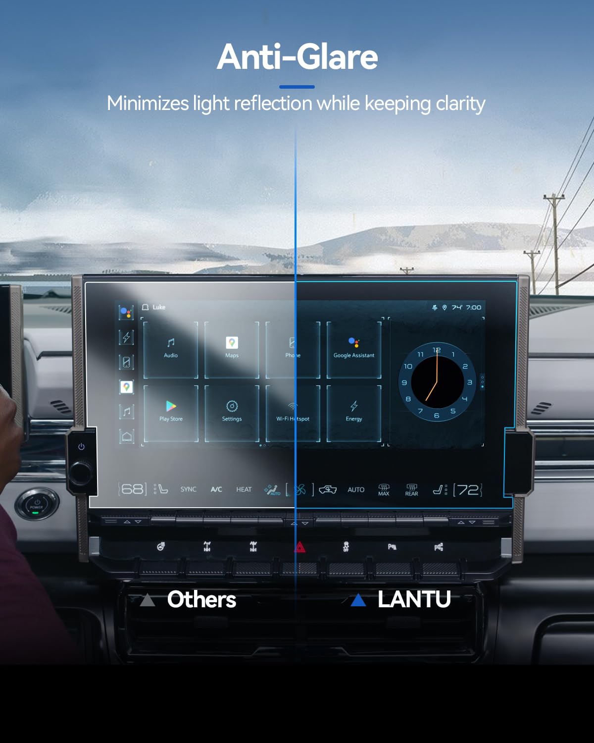 Lantu 2Pcs Car Screen Protector For 2022 2023 2024 Gmc Hummer Ev Pickup & 2024 Hummer Ev Suv Accessories Navigation Nano Touchsc