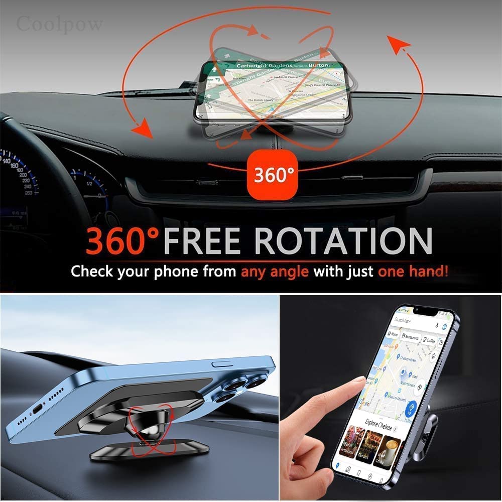 ?2-Pack? Magnetic Phone Holder For Car, [ Super Strong Magnet][ With 4 Metal Plate ] Iphone Magnetic Carmount For Cell Phone, [