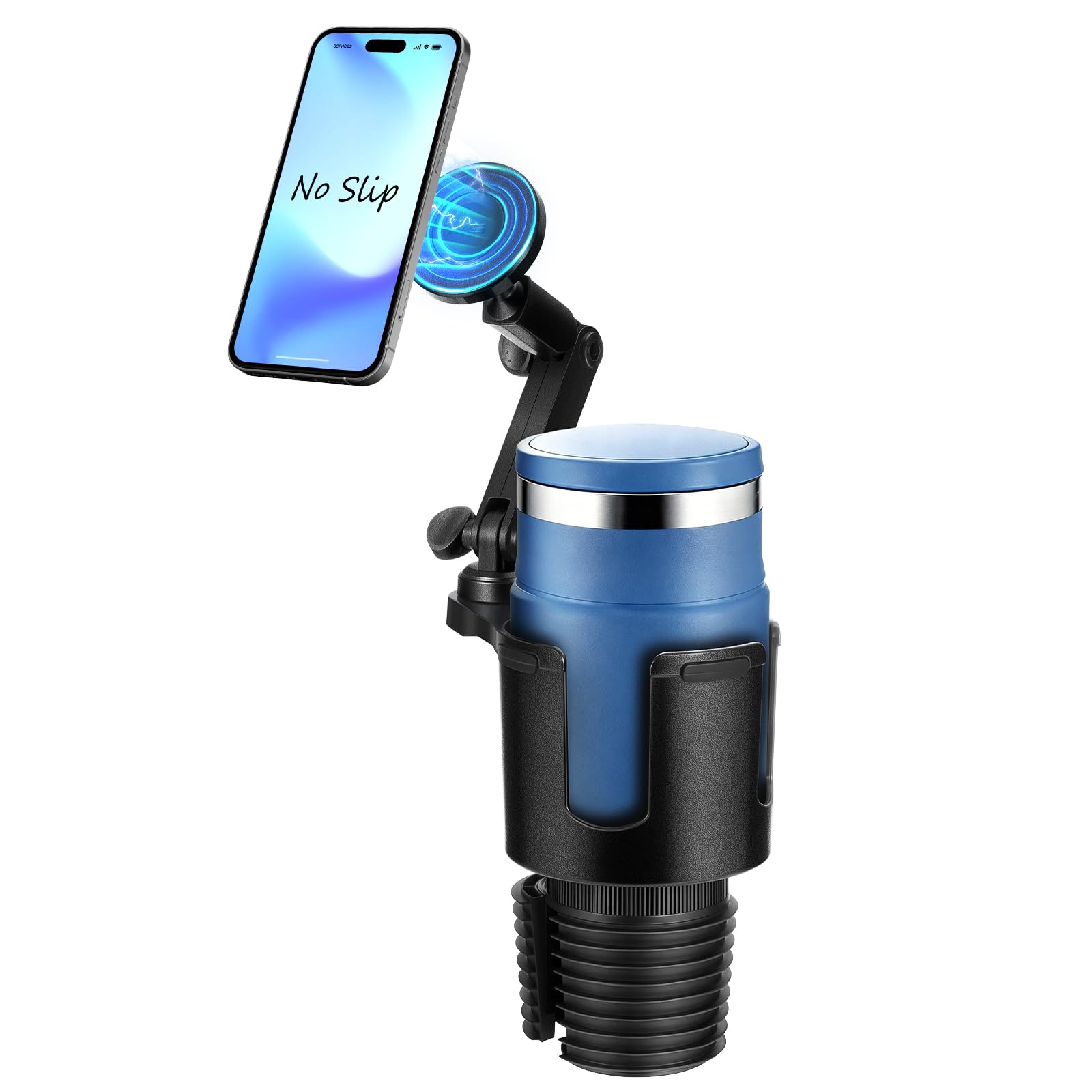 Hiitytin Magnetic Car Cup Holder Phone Holder, 2-in-1 Cup Holder Extender for Car, Universal Magsafe Cupholder Car Mount, Long A