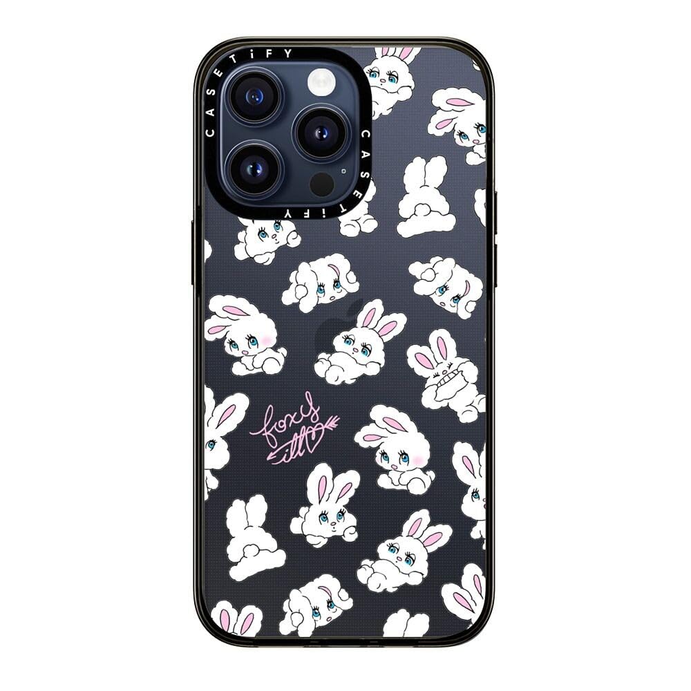 Casetify Compact Iphone 15 Pro Max Case [2X Military Grade Drop Tested / 4Ft Drop Protection]   Cute Prints   Bunnies   Clear Bl