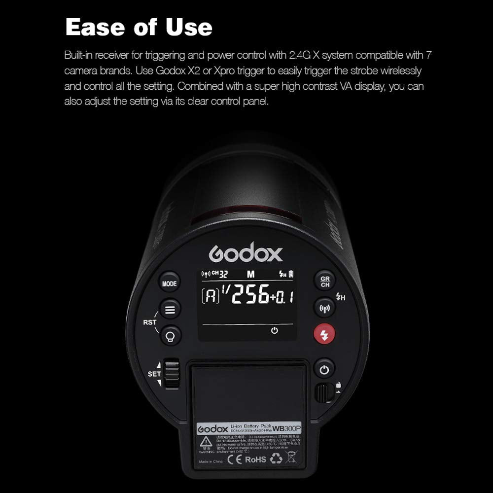 Godox Ad300Pro Ad300 Pro Strobe Light, 300W 2.4G Ttl Flash Strobe Monolight, 1/8000 Hss, 0.01 1.8S Recycle Time, 300 Full Power