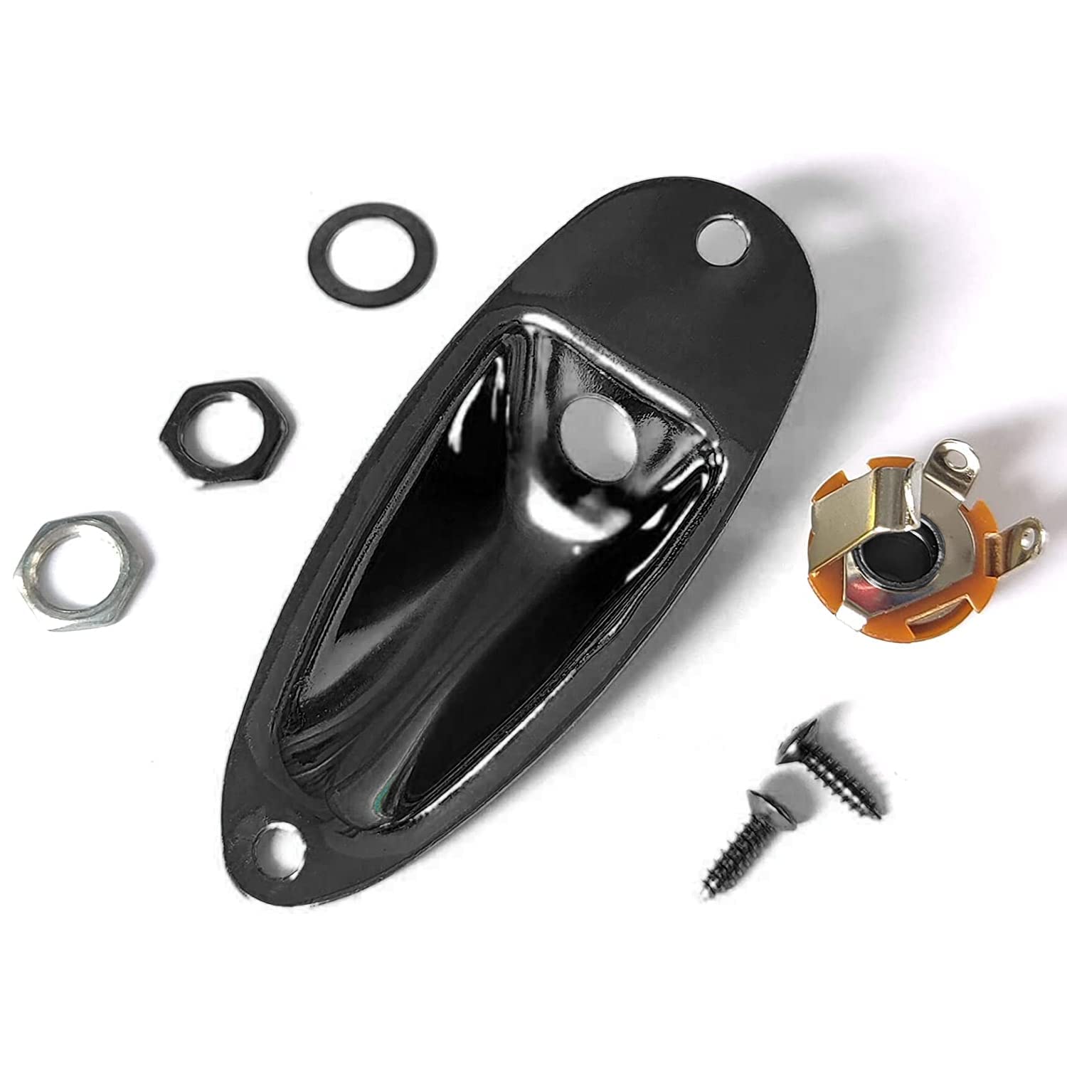 Harpfeas Guitar Input Jack Socket Plate Output Loaded Boat Style 1/4 Inch For Fender Stratocaster Strat St Mono Electric Guitar