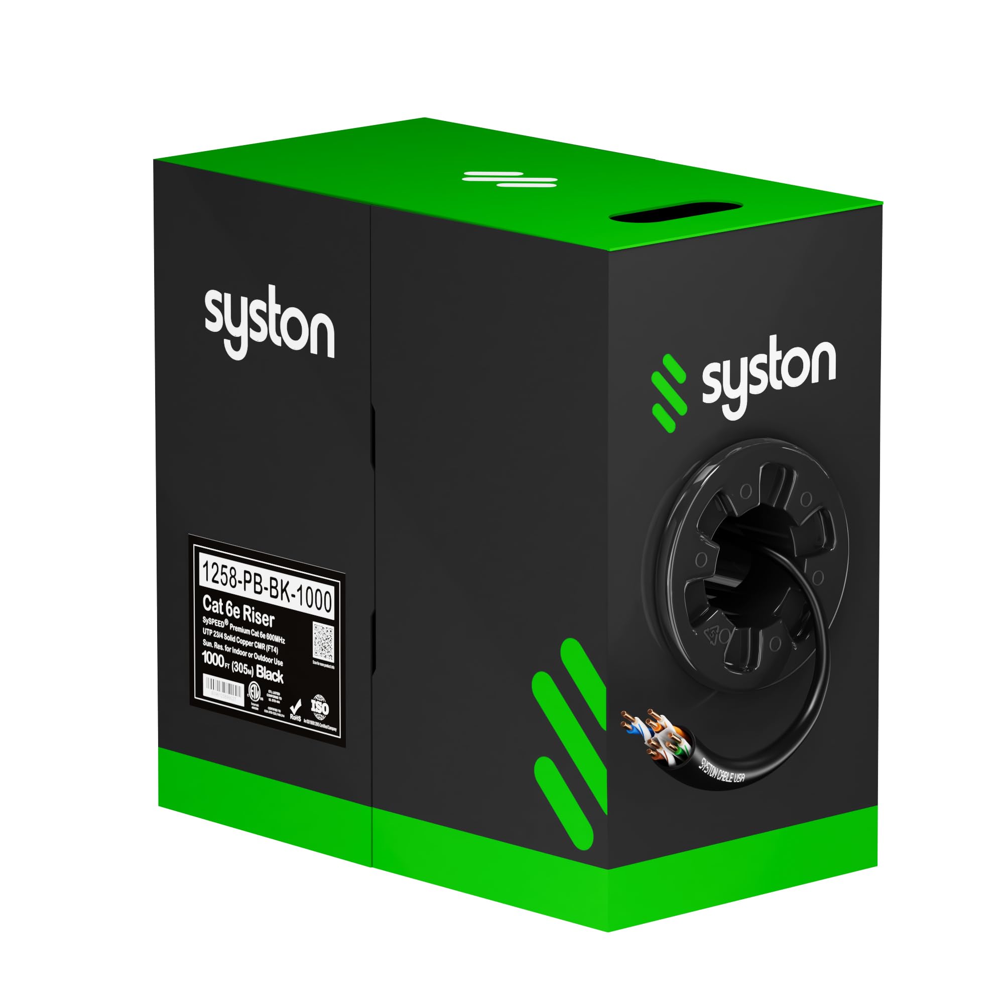 Cat 6E Ethernet Network Cable   1000 Ft, 600Mhz 23Awg Solid Bare Copper Wire Outdoor/Indoor, Bulk No Ends 10 Ft To 1000 Ft Available, Heat Resistant Riser Rated   Cmr