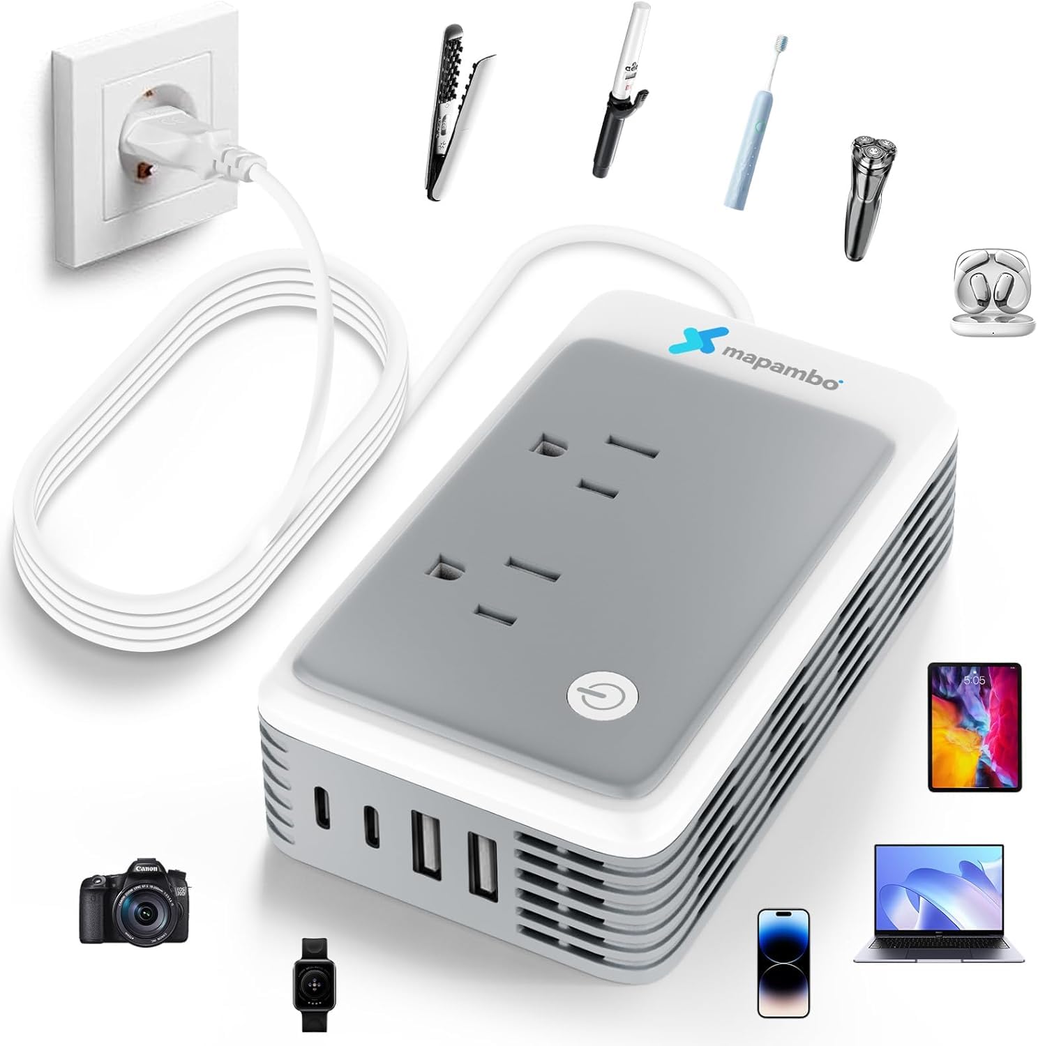 Mapambo 220V To 110V Converter For European Travel, 220 To 110 Voltage Converter Us To Europe For Curling Iron Hair Straightener