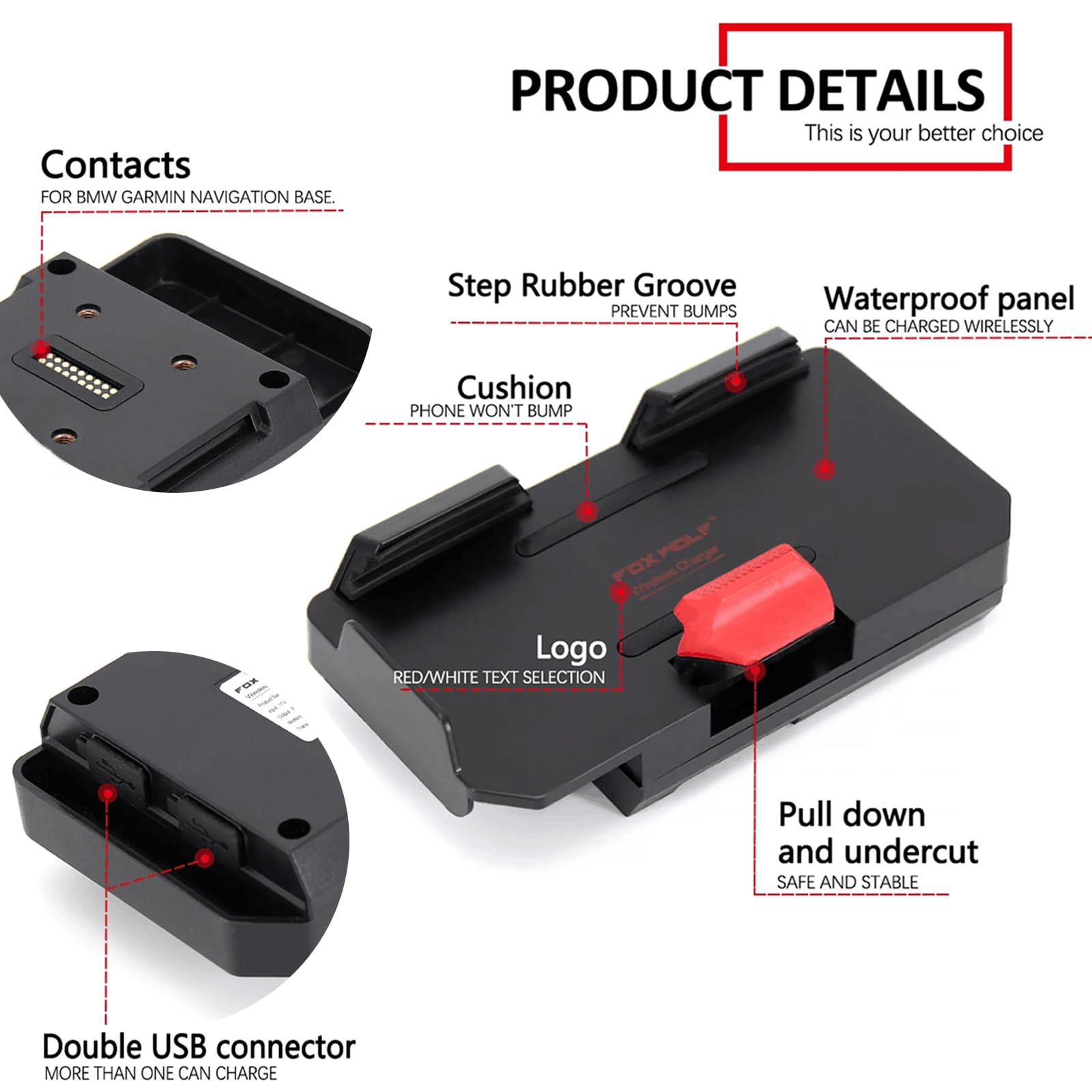 The New Gps Mobile Phone Motorcycle Navigation Bracket Wireless Charging Support With Two Usb Ports For R1200Gs/Adv F800Gs Adv F