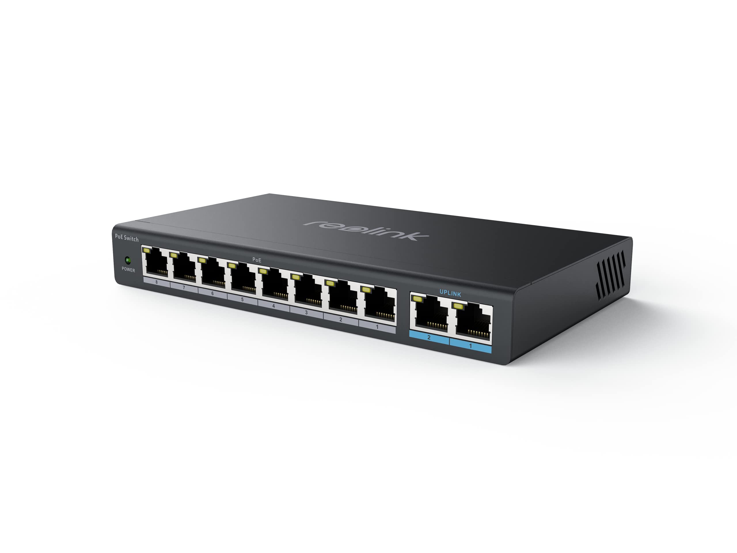 Reolink Poe Switch With 8 Poe Ports, 2 Gigabit Uplink Ports, 120W For All Poe Ports, Ideal For Reolink Rln36 Nvr And Reolink Poe