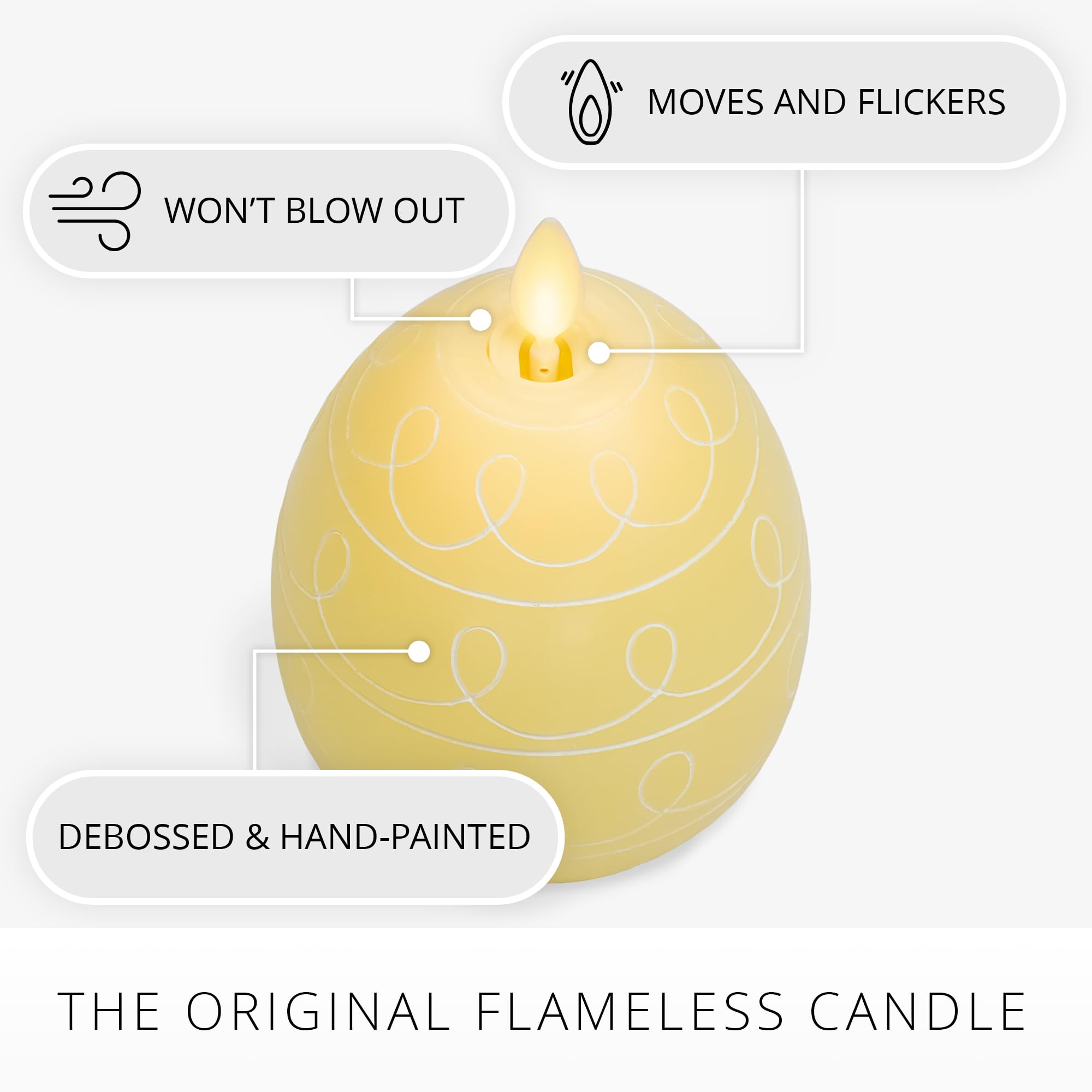 Luminara Easter Egg Candle   Lemon Chiffon 3.1'' X 4.3''   Flameless Real Flame Holiday   Inspired Decor   Aa Batteries   Flicke