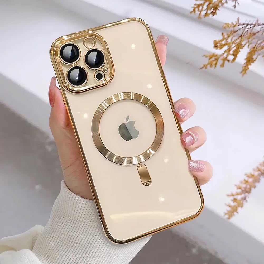 Ziye Magnetic Case For Iphone 15 Pro Max Case [Compatible With Magsafe] Full Camera Protection Clear Plating Luxury Cover For Wo