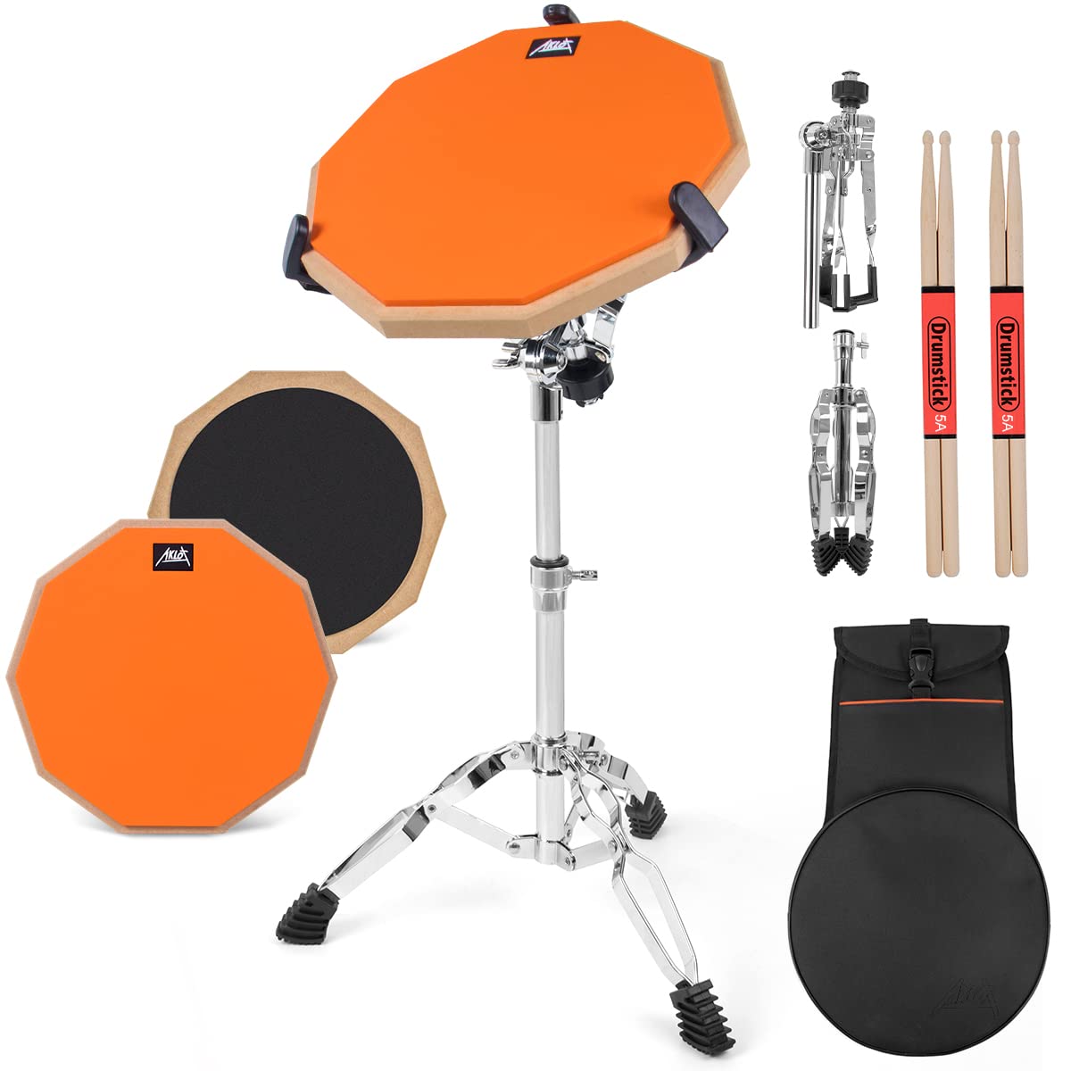 Aklot Practice Pad Set 12'' Silica Gel Pads Drum For Adult Kids With Snare Drum Stand,Double Sided,Drumsticks,Bag