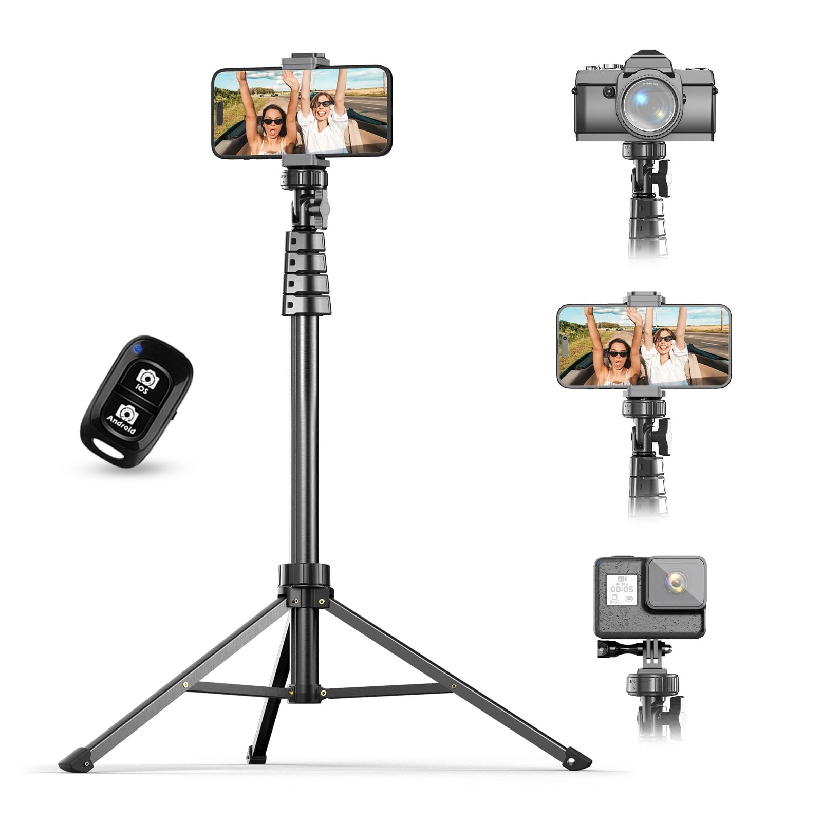 UBeesize 67 Phone Tripod & Selfie Stick, Camera Tripod Stand with Wireless Remote and Phone Holder,Compatible with iPhone Androi