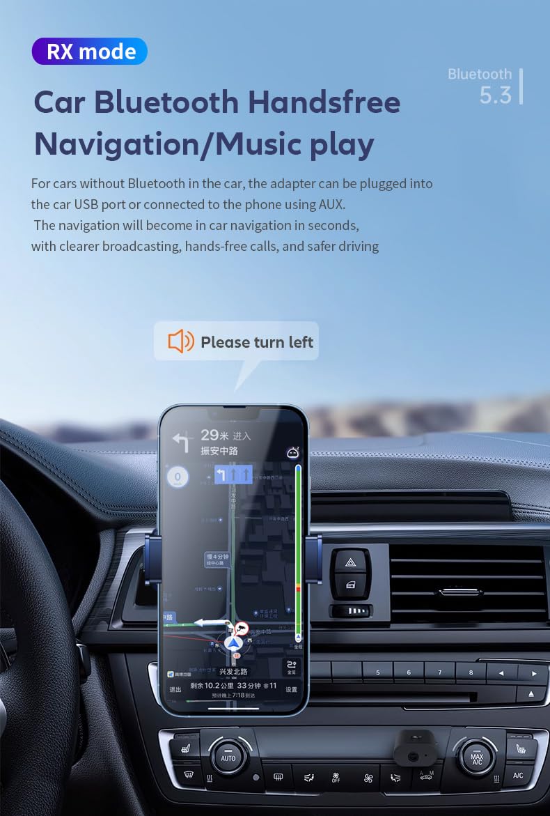 Latest Bluetooth 5.3 Transmitter Receiver, Bluetooth Adapter For Home Stereo, Speakers, Music Streaming Sound System Wireless Au