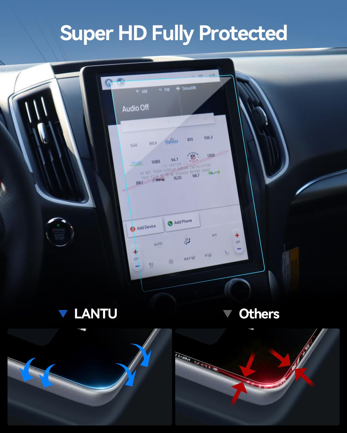 Lantu Car Screen Protector For 2024 2023 2022 2021 Ford Edge (Se/Sel/St Line/Titanium/St) Accessories Screen Protector Film Temp