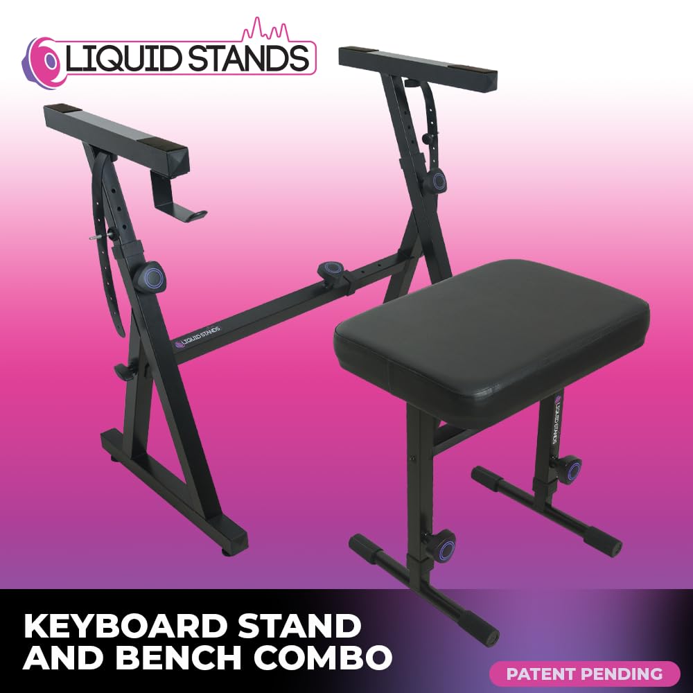 Liquid Stands Piano Keyboard Stand And Bench Set   Portable Heavy Duty Digital Piano Stand For 54 88 Key Electric Pianos & Adjus