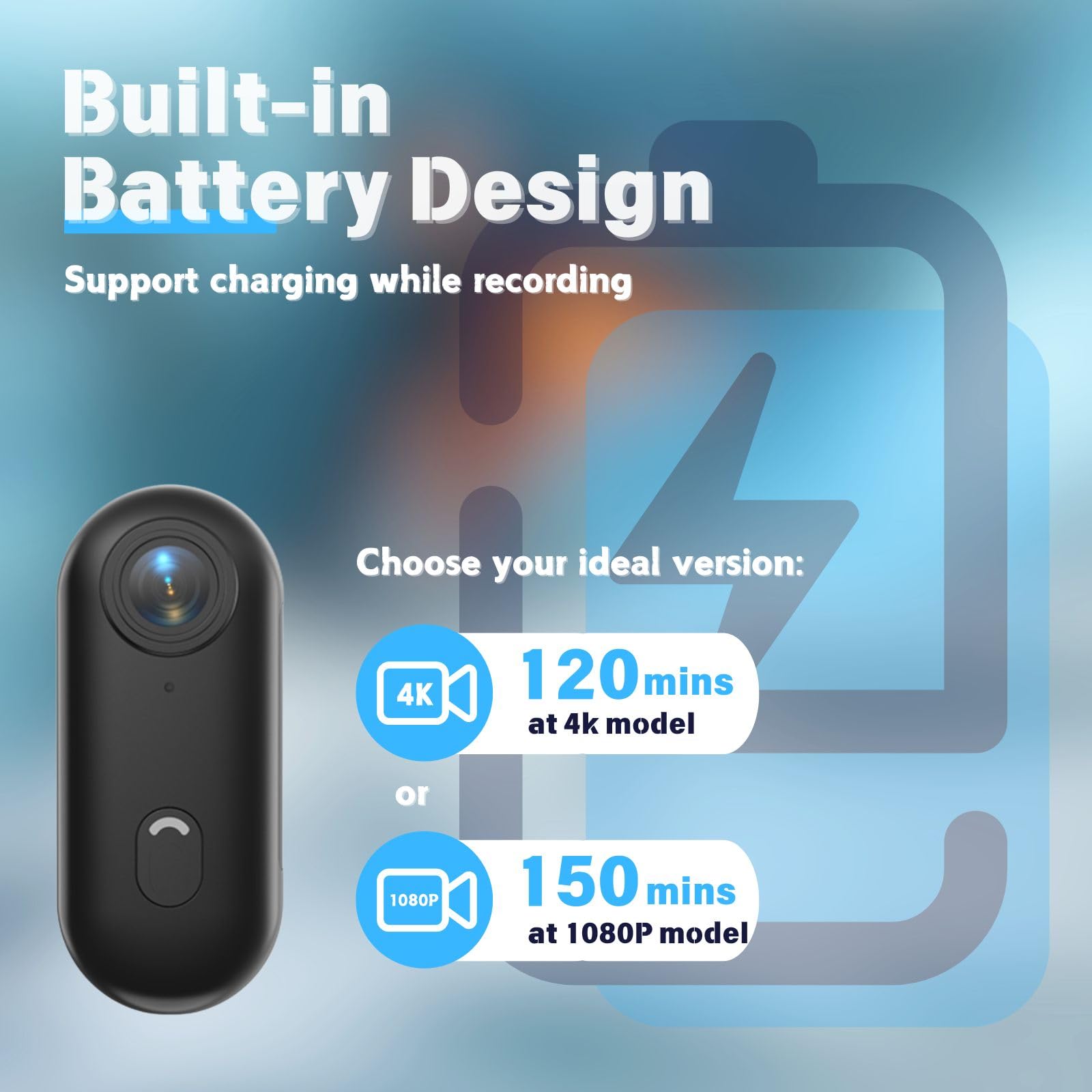 Shptdjtic 4K Body Camera, Thumb Size Cam,Wearable Camera With 360Rotatable Clip & Magnetic Clip,120 Minutes For Recording,Take F