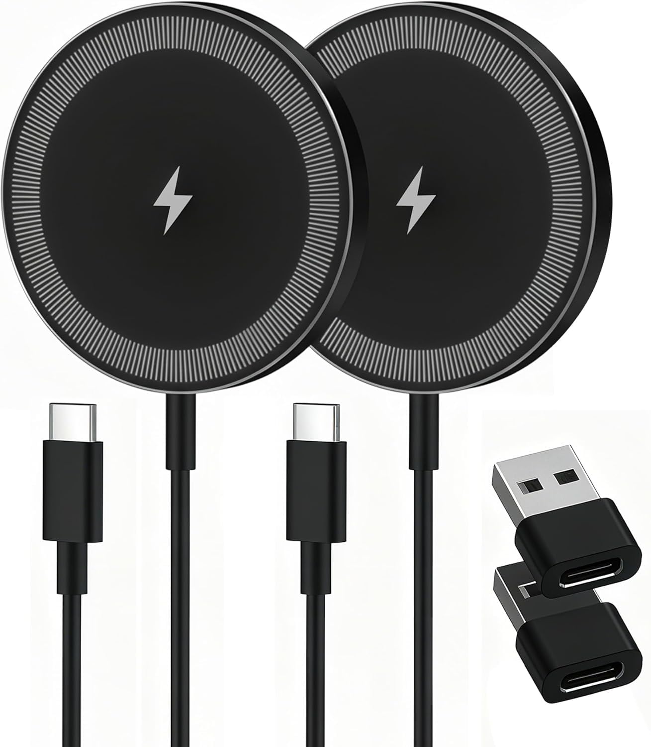 2-Pack 15W Magnetic Wireless Charger: Qi2 Fast Charging Pad for iPhone Air 17 16 15 14 13 12 Pro Max, Samsung Galaxy S26 S25, Go