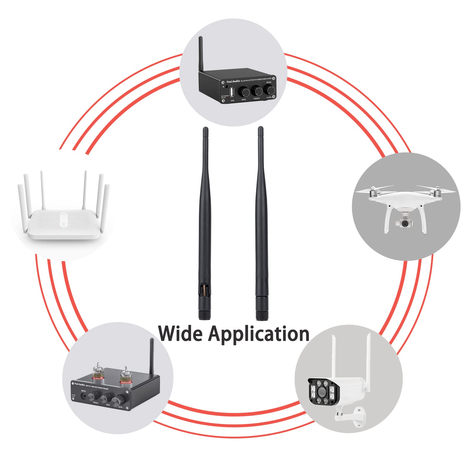 Fosi Audio Bluetooth Antenna Wifi Sma Male Pc 2.4Ghz 6Dbi Single Band Boost Bluetooth Audio Range For Home Office Wireless Netwo