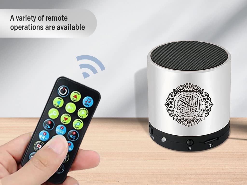 Hitopin Digital Quran Speaker Fm Radio Silver Color With Remote Control Over 18Reciters And15 Translations Available Quality Qur