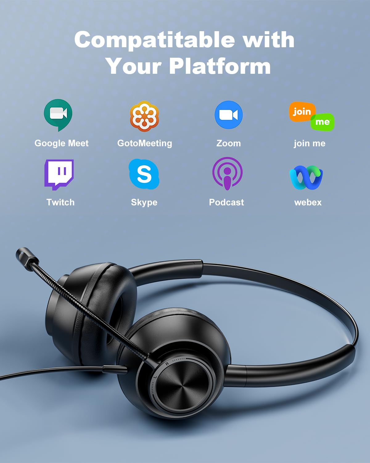 Usb Headset With Microphone For Pc, Computer Headset With Mic, Wired Headset With Usb A & Usb C, Mute, In Line Controls Call Center Headset For Work Pc Laptop Office Phone Meeting Zoom Skype