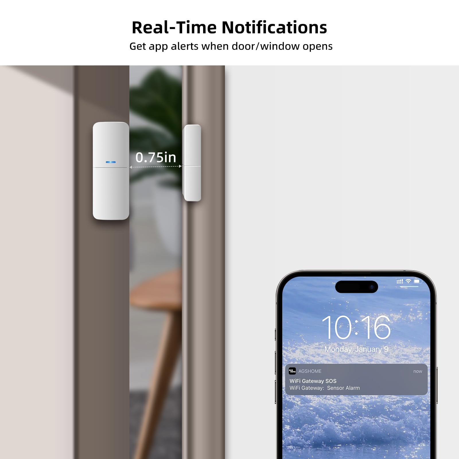 Home Alarm System 5 Piece Kit, Door Window Sensors Wifi Alarm System For Kids Safety, Smart Wireless Home Alarm Security System