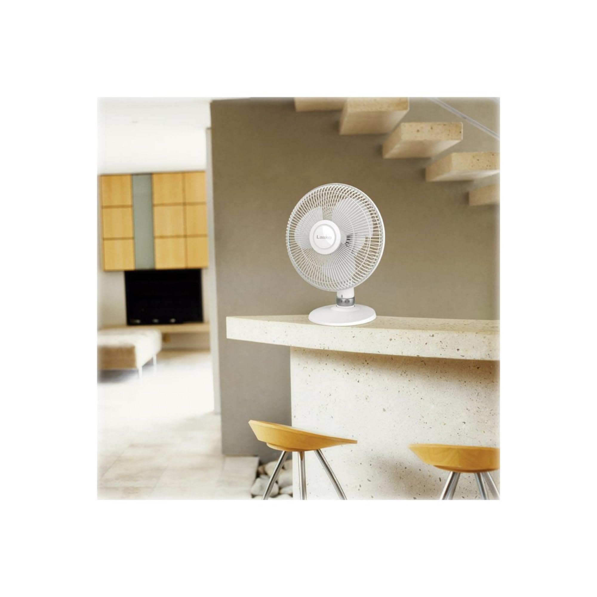 Lasko - D12225 12 Table Fan With Dial On Stand - White (463649), One Size