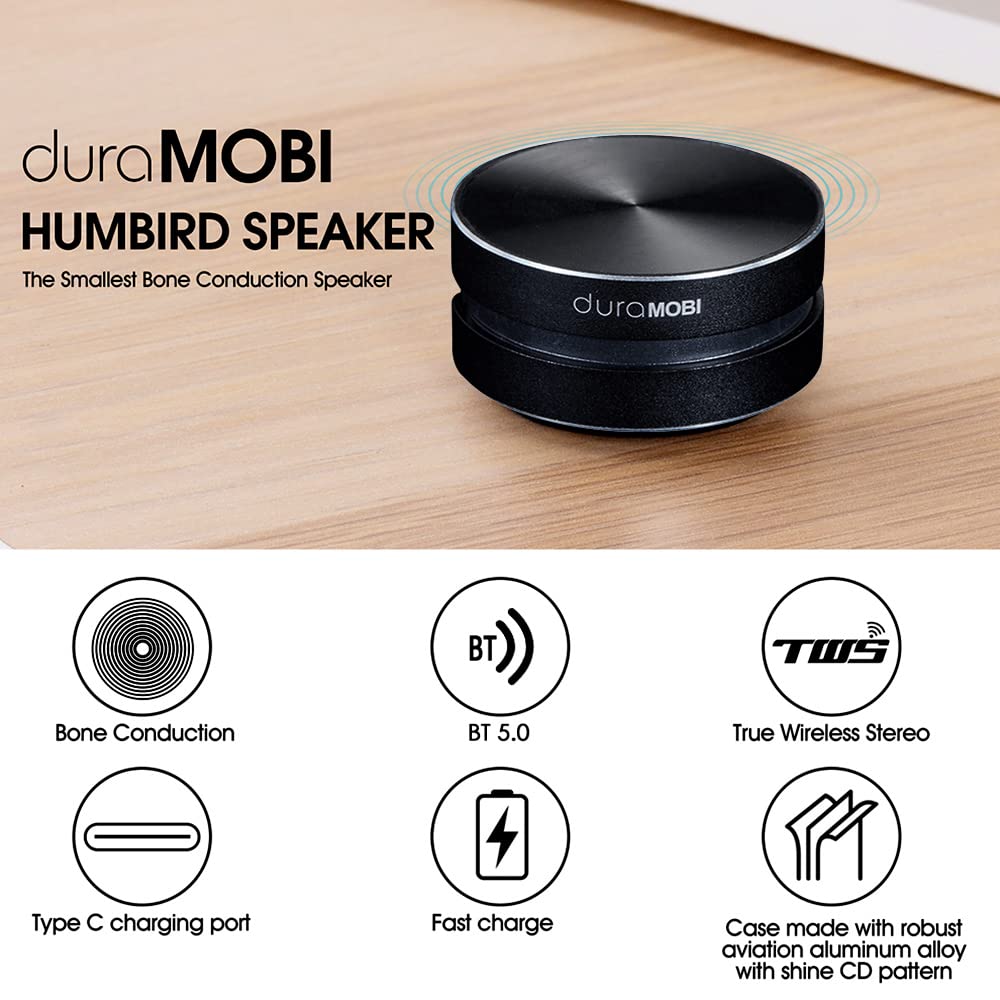 Rusuo Mini Speake 1 Pack Humbird Speaker Bone Conduction Speaker Mini Size Wireless Portable Speaker Loud Stereo Sound Built-In