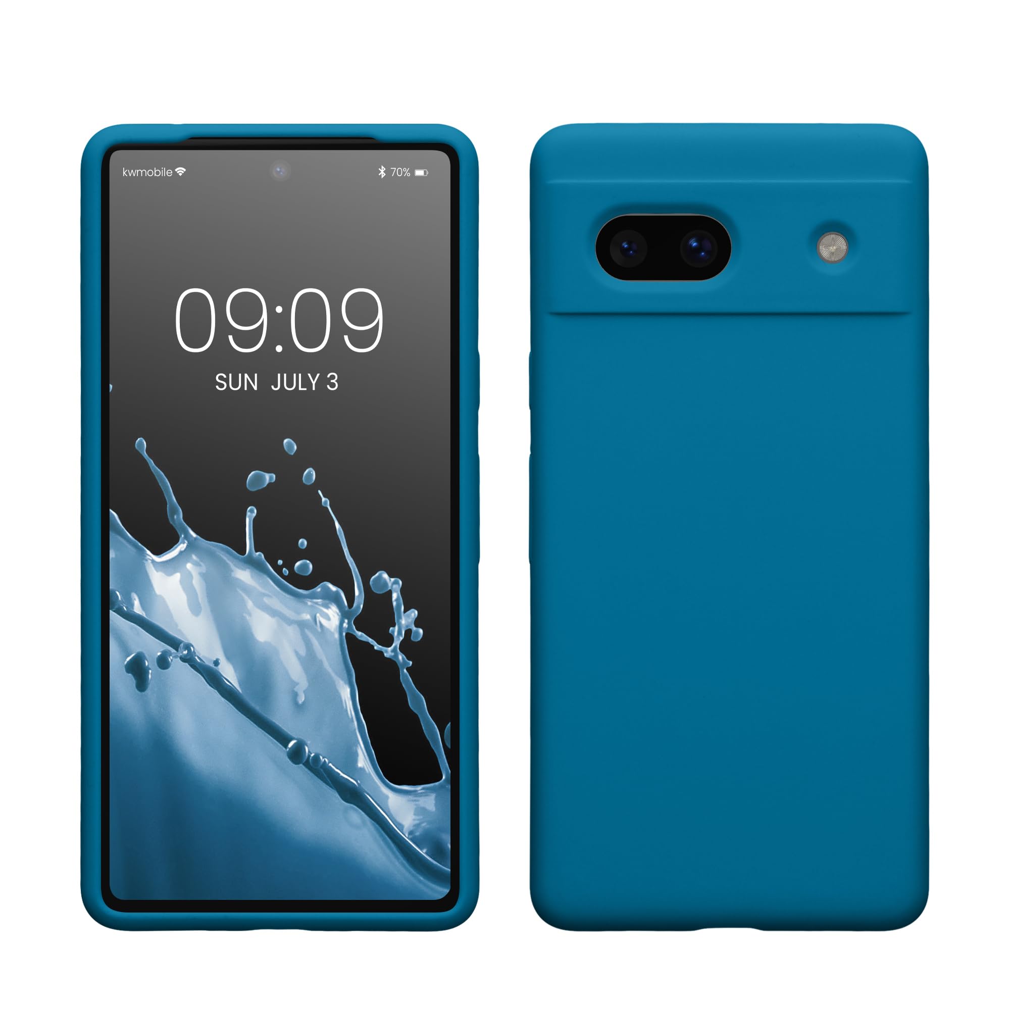 kwmobile Case Compatible with Google Pixel 7a Case - TPU Silicone Phone Cover with Soft Finish - Caribbean Blue