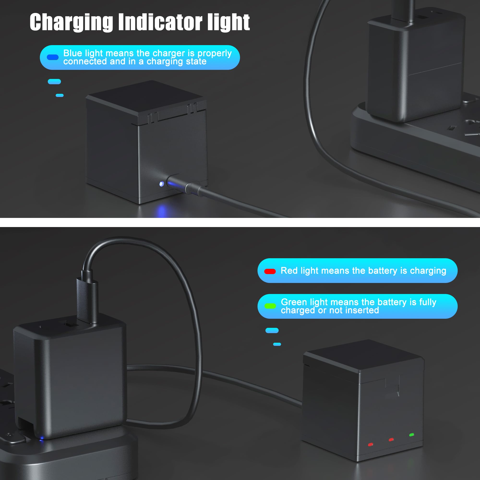 Dongni Hero 12 Battery Replacement For Gopro Hero 12 Hero 11 Hero 10 Hero 9 Black Camera 2 Pack And 3 Channel Usb Battery Charge