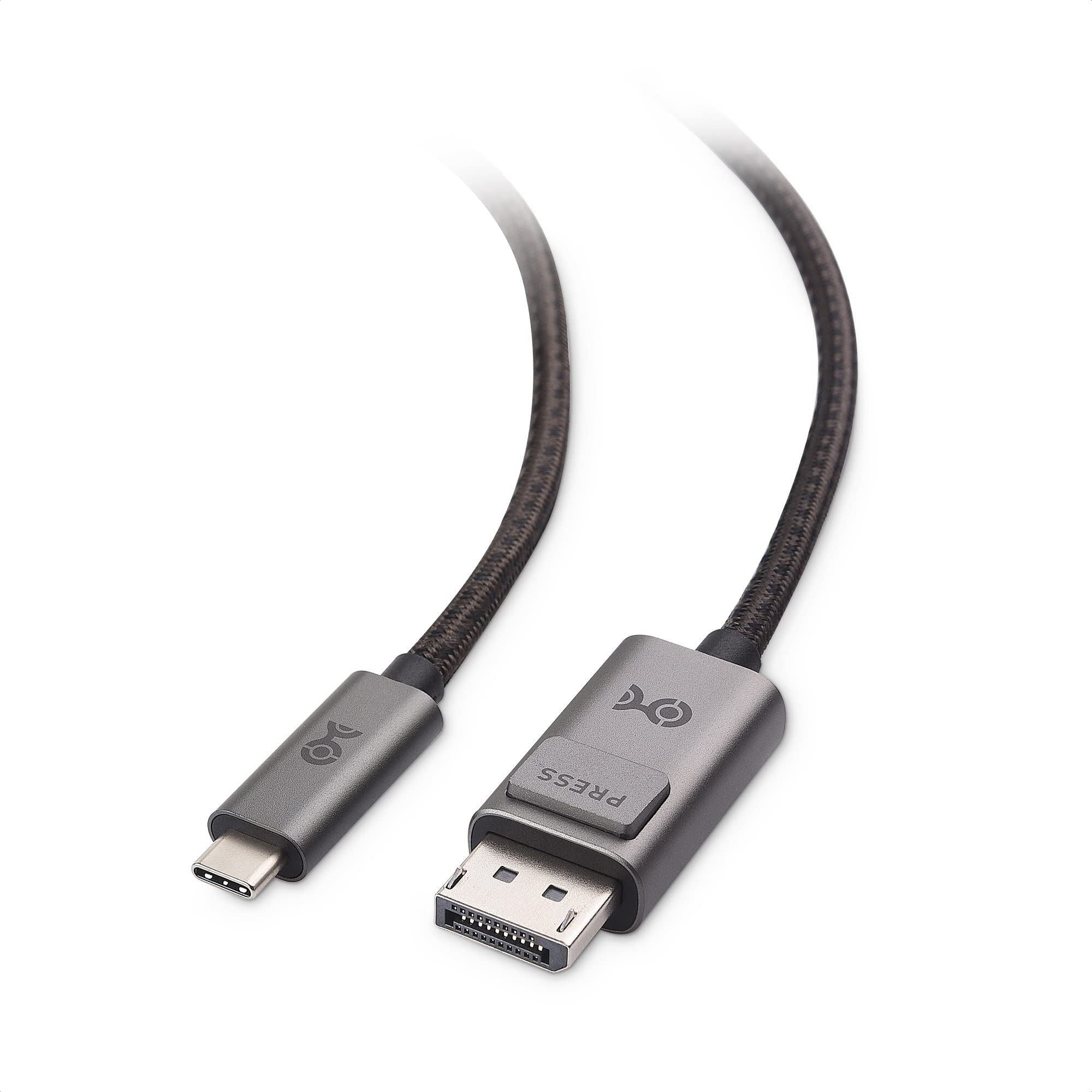 Cable Matters Braided USB C to DisplayPort 1.4 Cable 6ft, Support 4K@240Hz / 8K@60Hz (USB C to DisplayPort, USB C to DP) in Gray   Thunderbolt 4 /USB 4 Compatible with MacBook, XPS