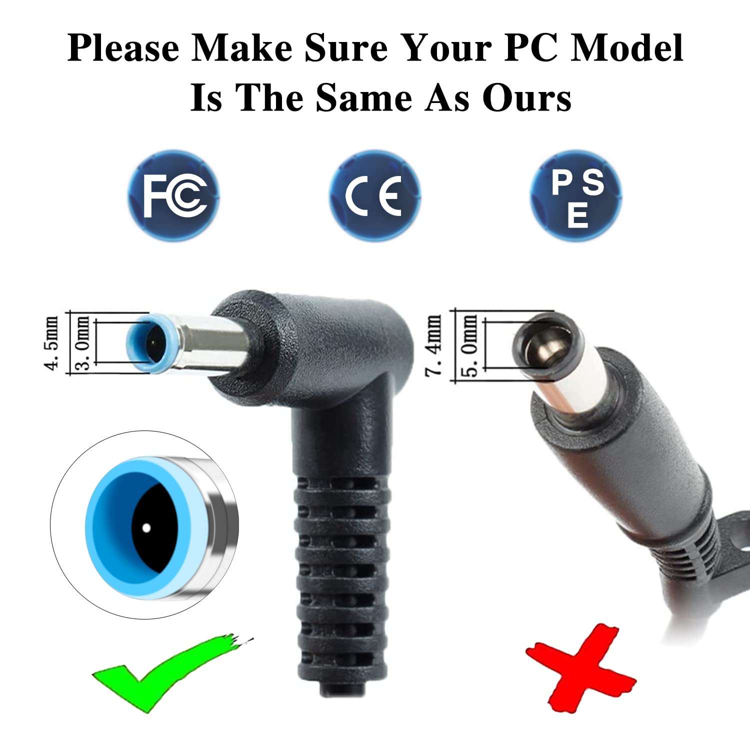 Dtk 19.5V 2.31A 45W Hp Ac Laptop Charger For Pavilion, Elitebook Folio, Hp Stream Adapter For Notebook Computer Pc Power Cord(Blue Tip : 4.5 X 3Mm)