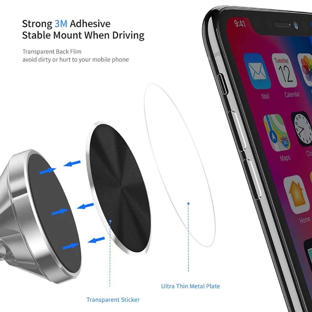 Cute Replacement Metal Plates Set 4 Pack For Magnetic Phone Holder. Kit Of 4 Mix Round Discs Without Holes For Car Mount, Phone