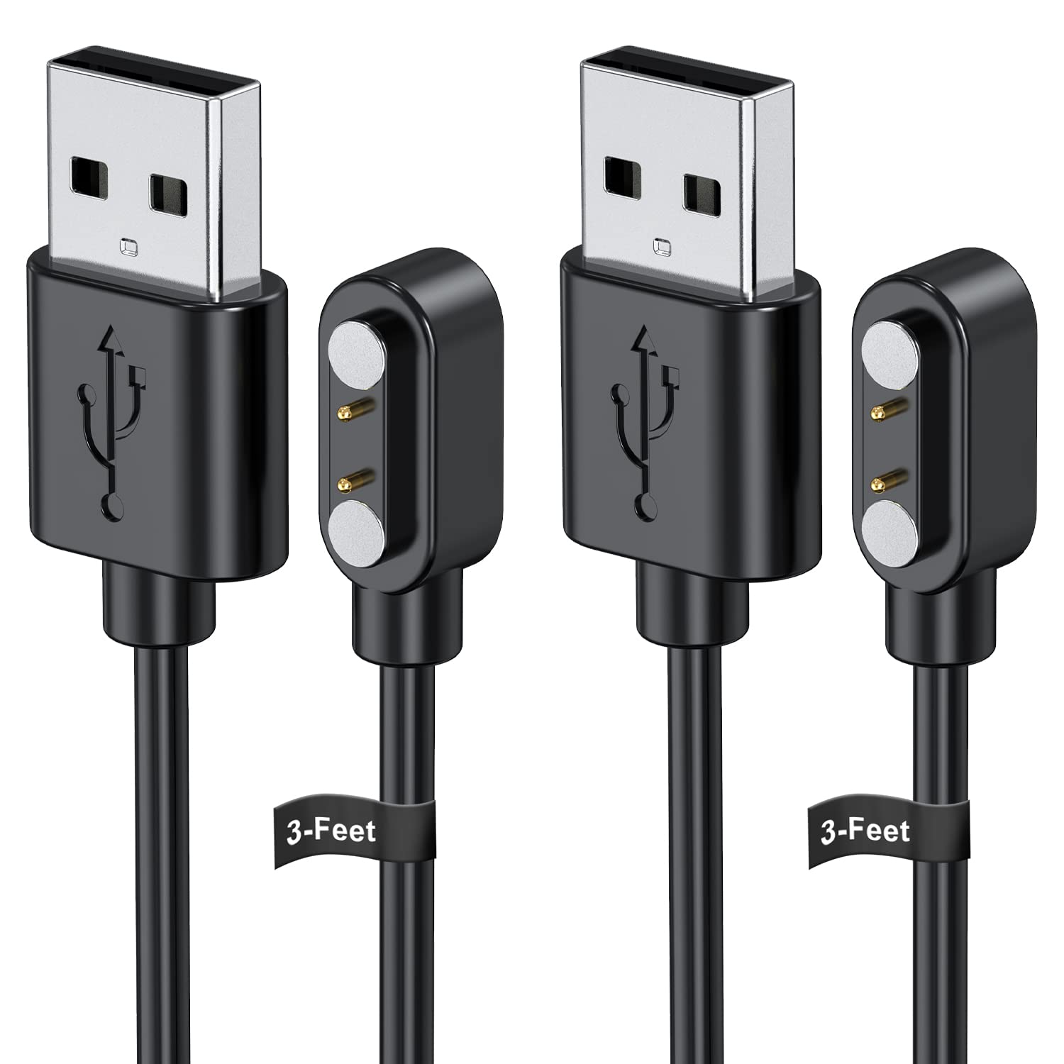 Smart Watch Charger For Letsfit Willful Yamay Veryfitpro, [ 2-Pack 3.3-Feet ] Replacement Magnetic Watch Usb Charging Cable Cord