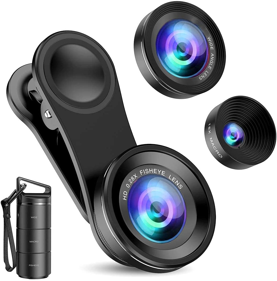 Criacr Phone Camera Lens (Upgraded Version), 3 In 1 Cell Phone Lens Kit For Iphone, Samsung, 180Fisheye Lens, 0.6X Wide Angle Le