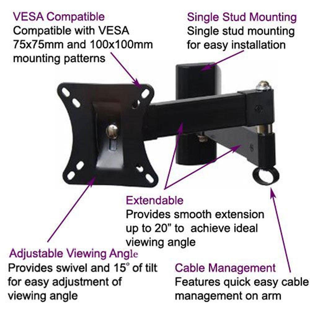 Videosecu Tv Wall Mount With Swing Arm For Most 15 16 17 19 22 23 24 26 32 39 Inch Lcd Led Uhd Monitor Display Vesa 75X75, 100X1