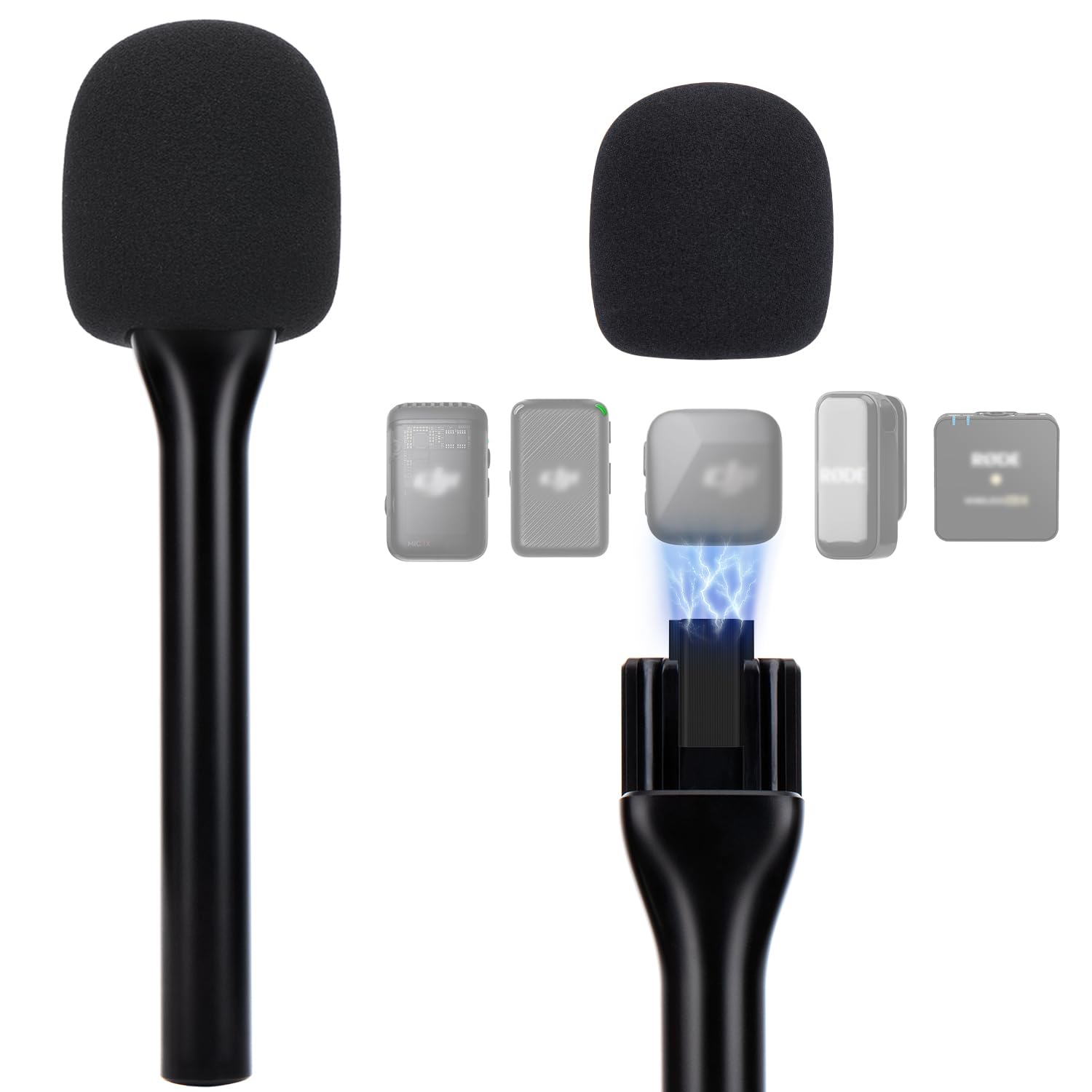 SUNMON Magnetic Wireless Mic Holder for DJI Mic Mini, Mic Stand for DJI Mic1/2, Portable Handheld Microphone Interview Stand for