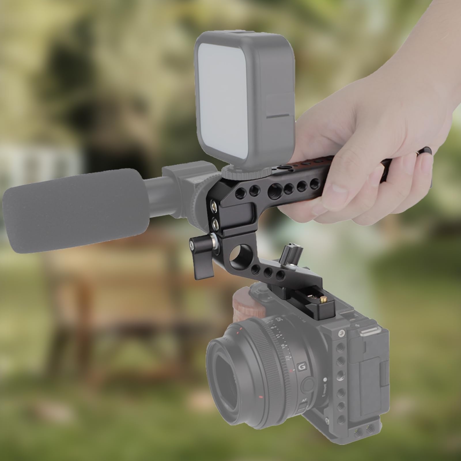 Leftfoto Camera Cage Top Handle Nato Rail Standard With 7Mm Nato Rail For Dlsr Camera Cage,Anti Off And Quick Release Design.