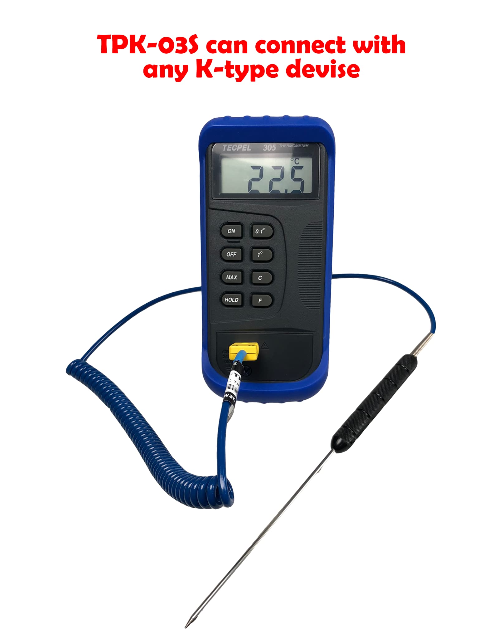Tecpel Tpk 03S Thermocouple Probe, Type K, Immersion Probe 50? ~ 500?/ 58? ~932? Taiwan Made