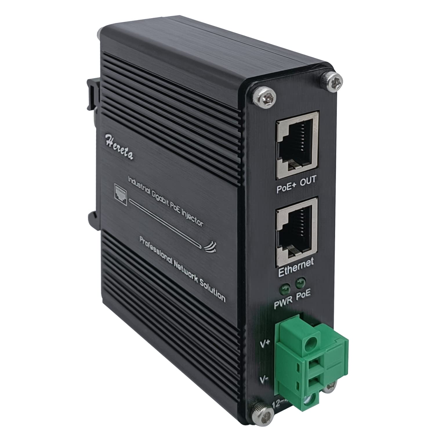 Hardened Industrial Gigabit Poe+ Injector 12 48Vdc Input With Din Rail And Wall Mount Connecting The Ieee 802.3 Af/At Poe Device