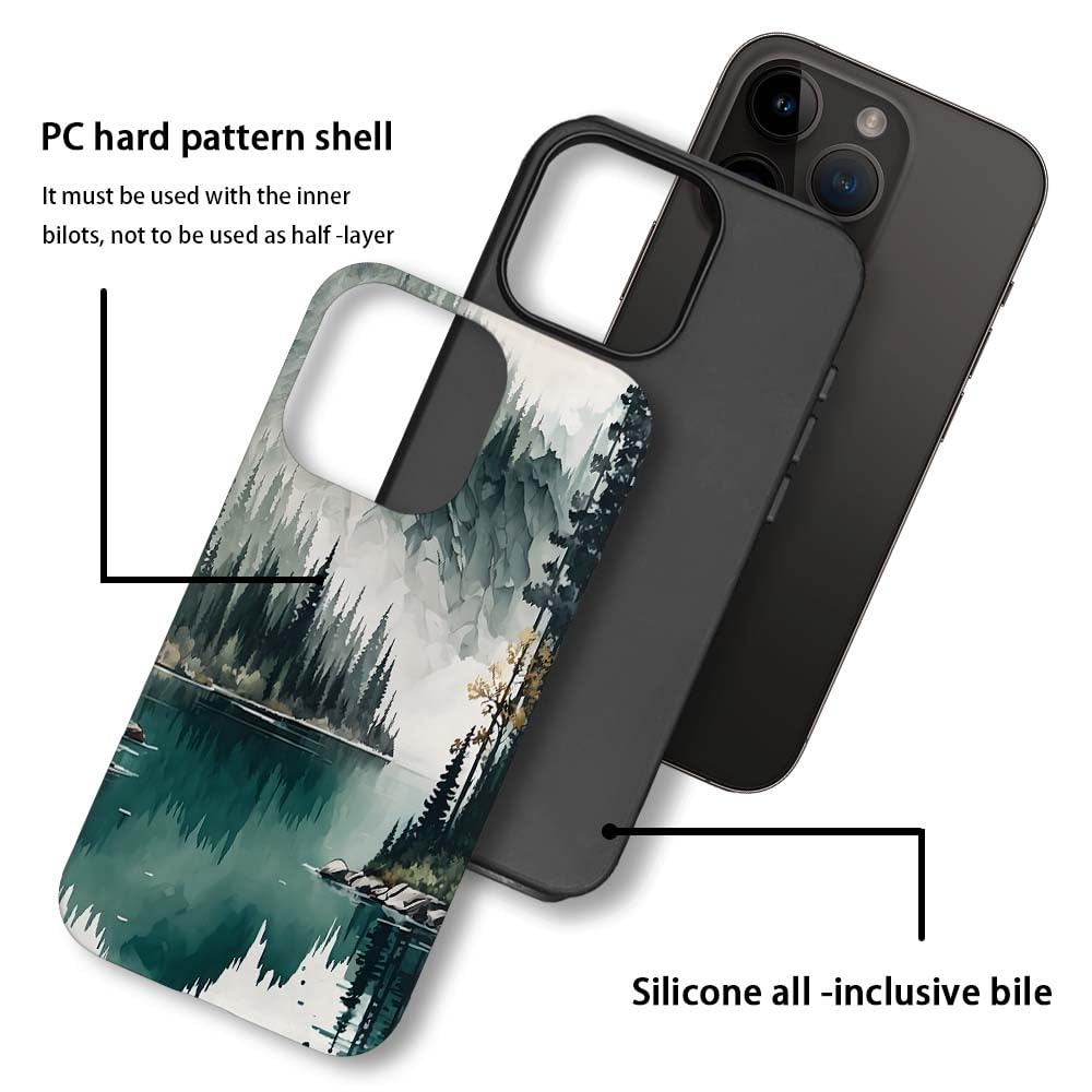 Seized Case Compatible With For Iphone 15 Pro,Mountain Forest Landscape Phone Case For Girl Women Boy Men,Durable Protection Cas