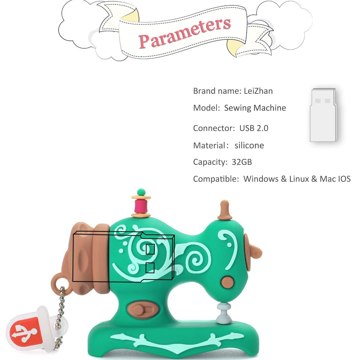 Cute Usb Flash Drive 64Gb, Leizhan Embroidery Sewing Machine Shape Mem ...